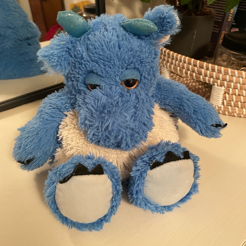 Warmies Heatable Cuddly Blue and White Dragon Plush